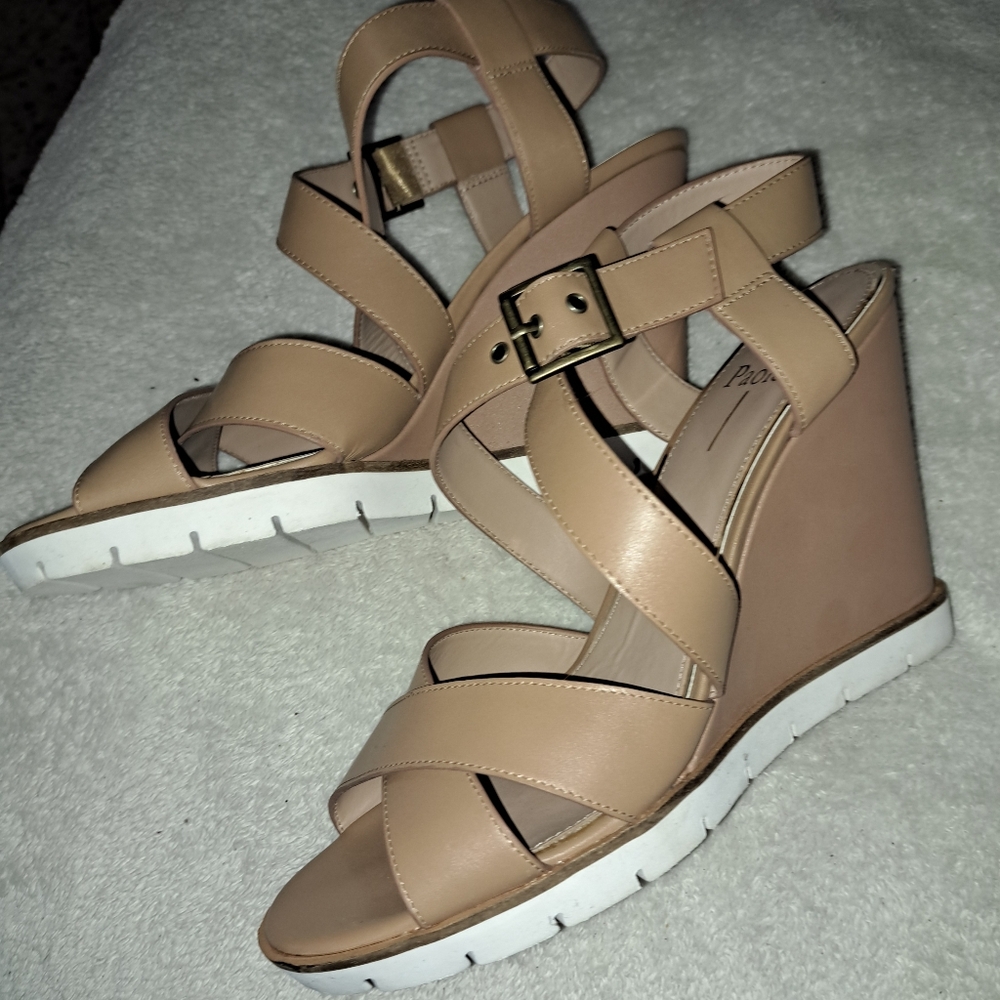 Womens Nude leather wedge Paolo leather sz 10